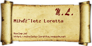 Miháletz Loretta névjegykártya